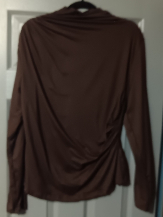 Tops - Women's Brown Long-Sleeve Draped Back Top
